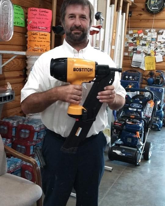 Brian Goodwin holding nail gun